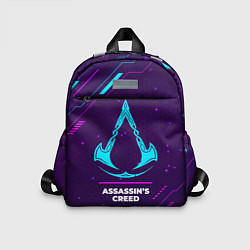 Детский рюкзак Символ Assassins Creed в неоновых цветах на темном, цвет: 3D-принт