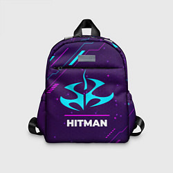 Детский рюкзак Символ Hitman в неоновых цветах на темном фоне