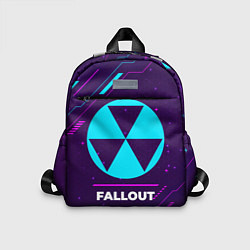 Детский рюкзак Символ Fallout в неоновых цветах на темном фоне, цвет: 3D-принт