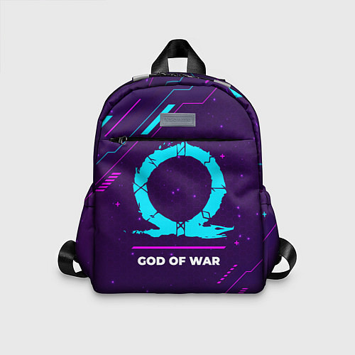 Детский рюкзак Символ God of War в неоновых цветах на темном фоне / 3D-принт – фото 1