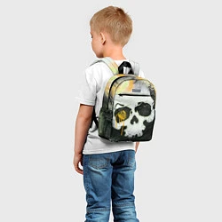 Детский рюкзак Череп на поверхности в красках - Жёлтый, цвет: 3D-принт — фото 2