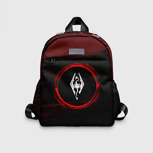Детский рюкзак Символ Skyrim и краска вокруг на темном фоне / 3D-принт – фото 1