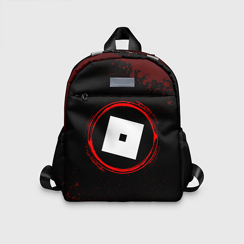 Детский рюкзак Символ Roblox и краска вокруг на темном фоне / 3D-принт – фото 1