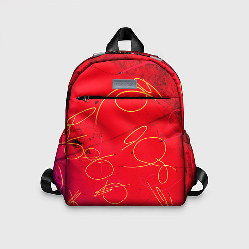 Детский рюкзак Неоновые фонарики на поверхности - Красный / 3D-принт – фото 1