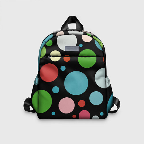 Детский рюкзак Разноцветные круги на чёрном фоне / 3D-принт – фото 1