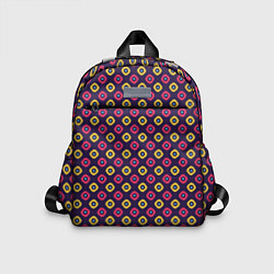 Детский рюкзак Желто-бордовые кружки паттерн, цвет: 3D-принт