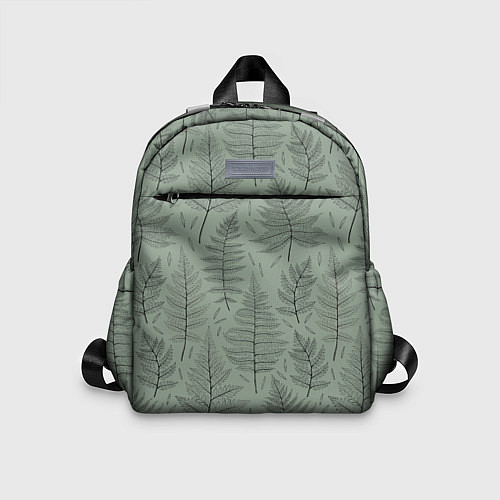 Детский рюкзак Листья папоротника на зеленом фоне Минимализм / 3D-принт – фото 1