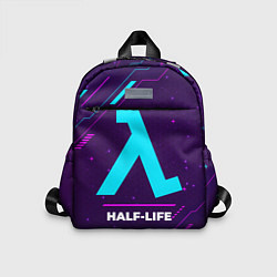 Детский рюкзак Символ Half-Life в неоновых цветах на темном фоне, цвет: 3D-принт
