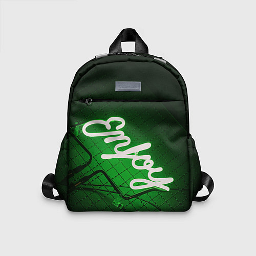 Детский рюкзак Неоновая надпись во тьме: Наслаждайся - Зелёный / 3D-принт – фото 1