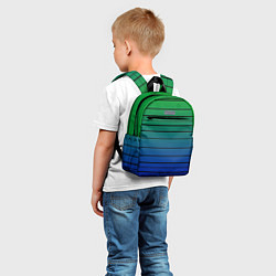 Детский рюкзак Черные полосы на синем, зеленом градиенте, цвет: 3D-принт — фото 2