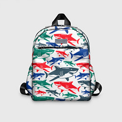 Детский рюкзак Стая разноцветных акул - паттерн