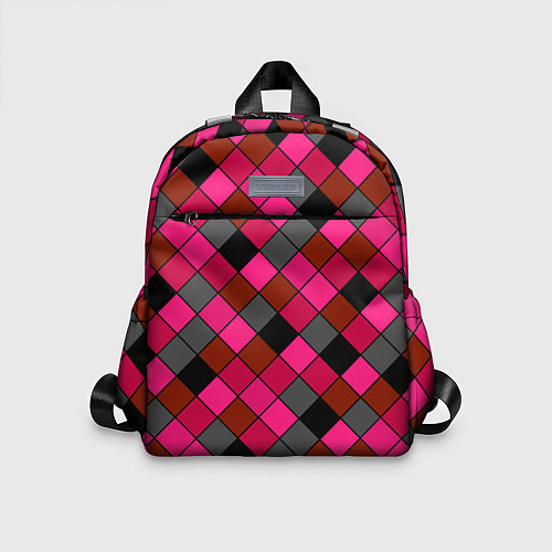 Детский рюкзак Розово-красный геометрический узор / 3D-принт – фото 1