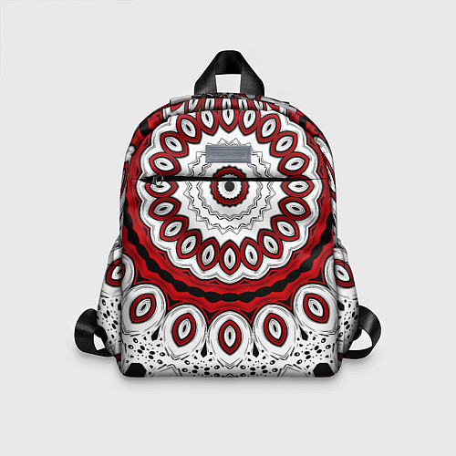 Детский рюкзак Красно-черный калейдоскоп мандала / 3D-принт – фото 1