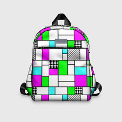 Детский рюкзак Неоновый геометрический узор с черными линиями, цвет: 3D-принт