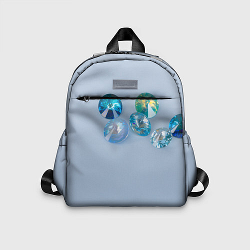 Детский рюкзак Драгоценные блестящие камни на сером фоне / 3D-принт – фото 1