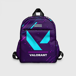 Детский рюкзак Символ Valorant в неоновых цветах на темном фоне