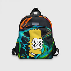 Детский рюкзак Голова Барта Симпсона - глитч, цвет: 3D-принт