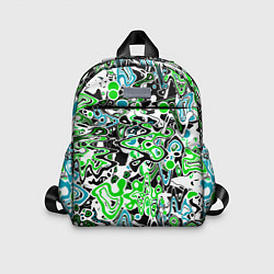 Детский рюкзак Зелено-голубой абстрактный узор, цвет: 3D-принт