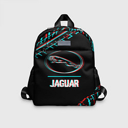 Детский рюкзак Значок Jaguar в стиле glitch на темном фоне