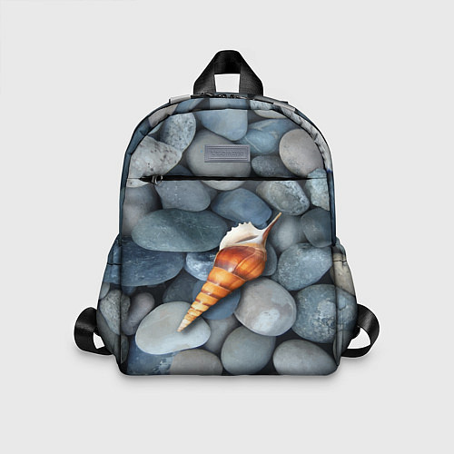 Детский рюкзак Одинокая ракушка среди морских камней / 3D-принт – фото 1