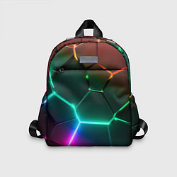 Детский рюкзак Радужный градиент неоновые геометрические плиты, цвет: 3D-принт