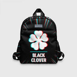 Детский рюкзак Символ Black Clover в стиле glitch на темном фоне