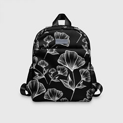 Детский рюкзак Графичные цветы на черном фоне