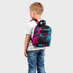 Детский рюкзак Geely - neon gradient: символ, надпись, цвет: 3D-принт — фото 2