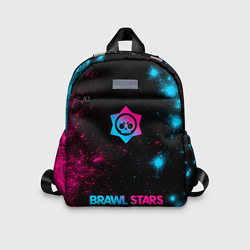 Детский рюкзак Brawl Stars - neon gradient: символ, надпись / 3D-принт – фото 1