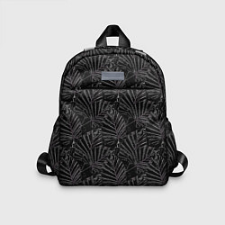 Детский рюкзак Белые контуры тропических листьев на черном