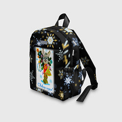 Детский рюкзак Новый год зайчик несёт ёлочку, цвет: 3D-принт — фото 2