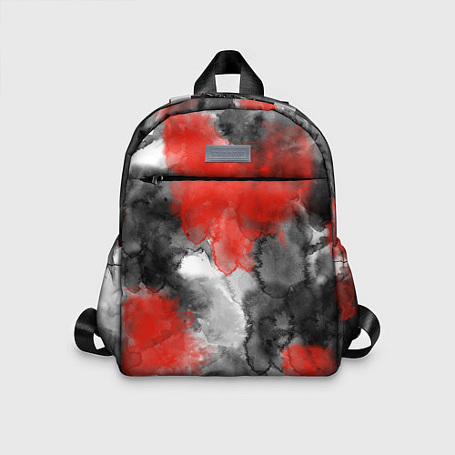 Детский рюкзак Черно-красная абстрактная текстура акварели / 3D-принт – фото 1