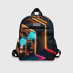 Детский рюкзак Неоновые огни на геометрических поверхностях, цвет: 3D-принт