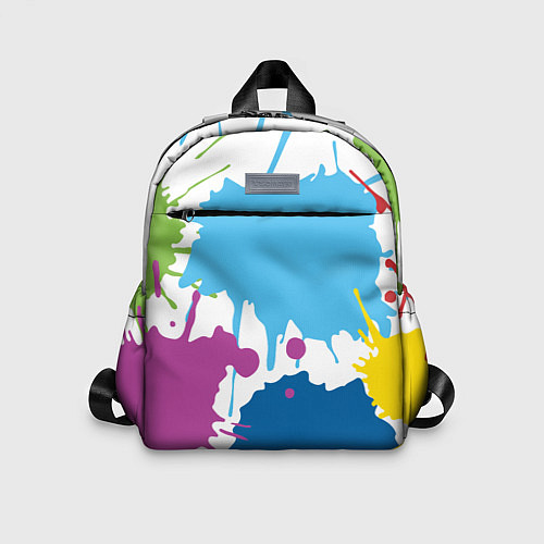 Детский рюкзак Цветные кляксы на белом фоне / 3D-принт – фото 1