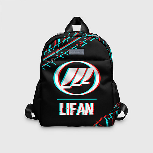 Детский рюкзак Значок Lifan в стиле glitch на темном фоне / 3D-принт – фото 1