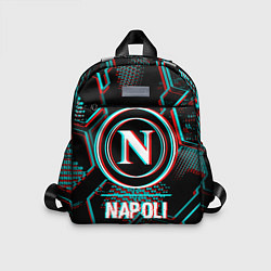 Детский рюкзак Napoli FC в стиле glitch на темном фоне, цвет: 3D-принт