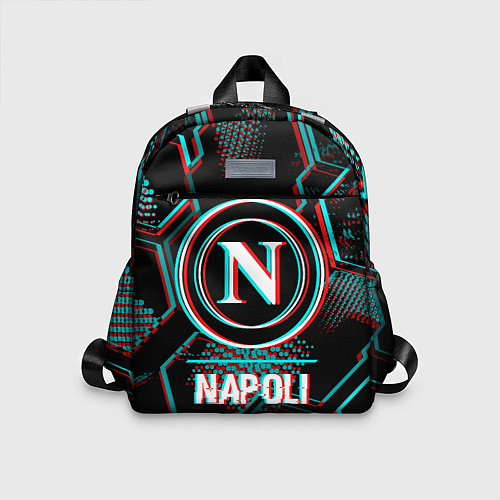 Детский рюкзак Napoli FC в стиле glitch на темном фоне / 3D-принт – фото 1