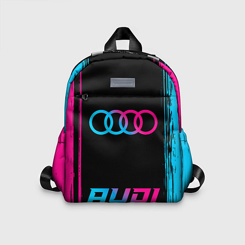 Детский рюкзак Audi - neon gradient: символ, надпись / 3D-принт – фото 1