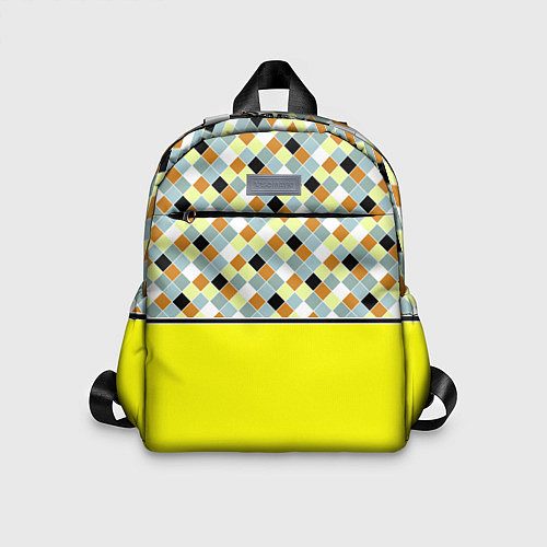 Детский рюкзак Желтый неоновый комбинированный узор / 3D-принт – фото 1