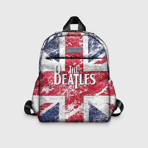 Детский рюкзак The Beatles - лого на фоне флага Великобритании / 3D-принт – фото 1