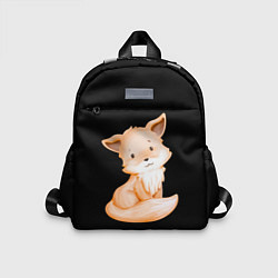 Детский рюкзак Маленький Лисёнок На Чёрном Фоне, цвет: 3D-принт