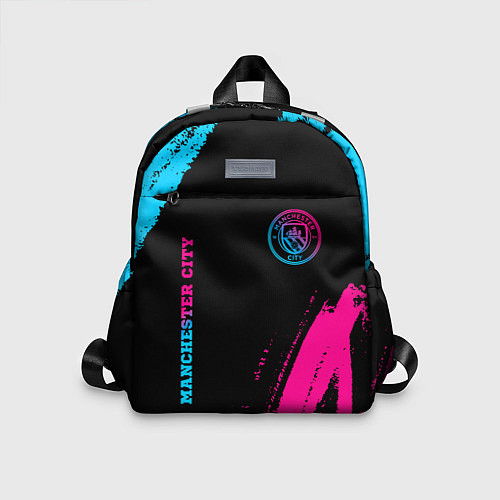 Детский рюкзак Manchester City - neon gradient: надпись, символ / 3D-принт – фото 1