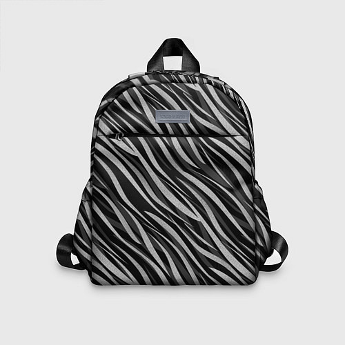 Детский рюкзак Полосатый черно-серый узор Зебра / 3D-принт – фото 1