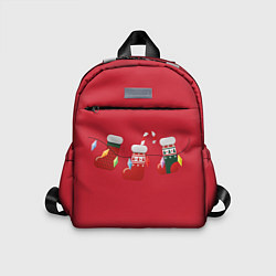 Детский рюкзак Новогодняя композиция - Красный фон, цвет: 3D-принт