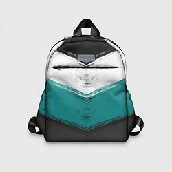 Детский рюкзак Абстрактный полосатый серо-бирюзовый узор, цвет: 3D-принт