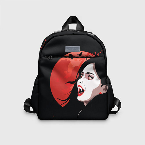 Детский рюкзак Вампирша на фоне красной луны / 3D-принт – фото 1