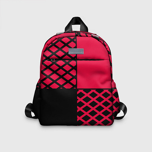 Детский рюкзак Черно-красный геометрический узор / 3D-принт – фото 1