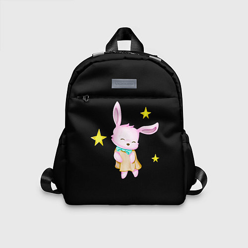 Детский рюкзак Крольчонок танцует со звёздами на чёрном фоне / 3D-принт – фото 1