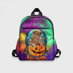 Детский рюкзак Хэллоуин - мишка на тыкве, цвет: 3D-принт