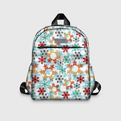 Детский рюкзак Новогодний декор бумажные разноцветные снежинки, цвет: 3D-принт